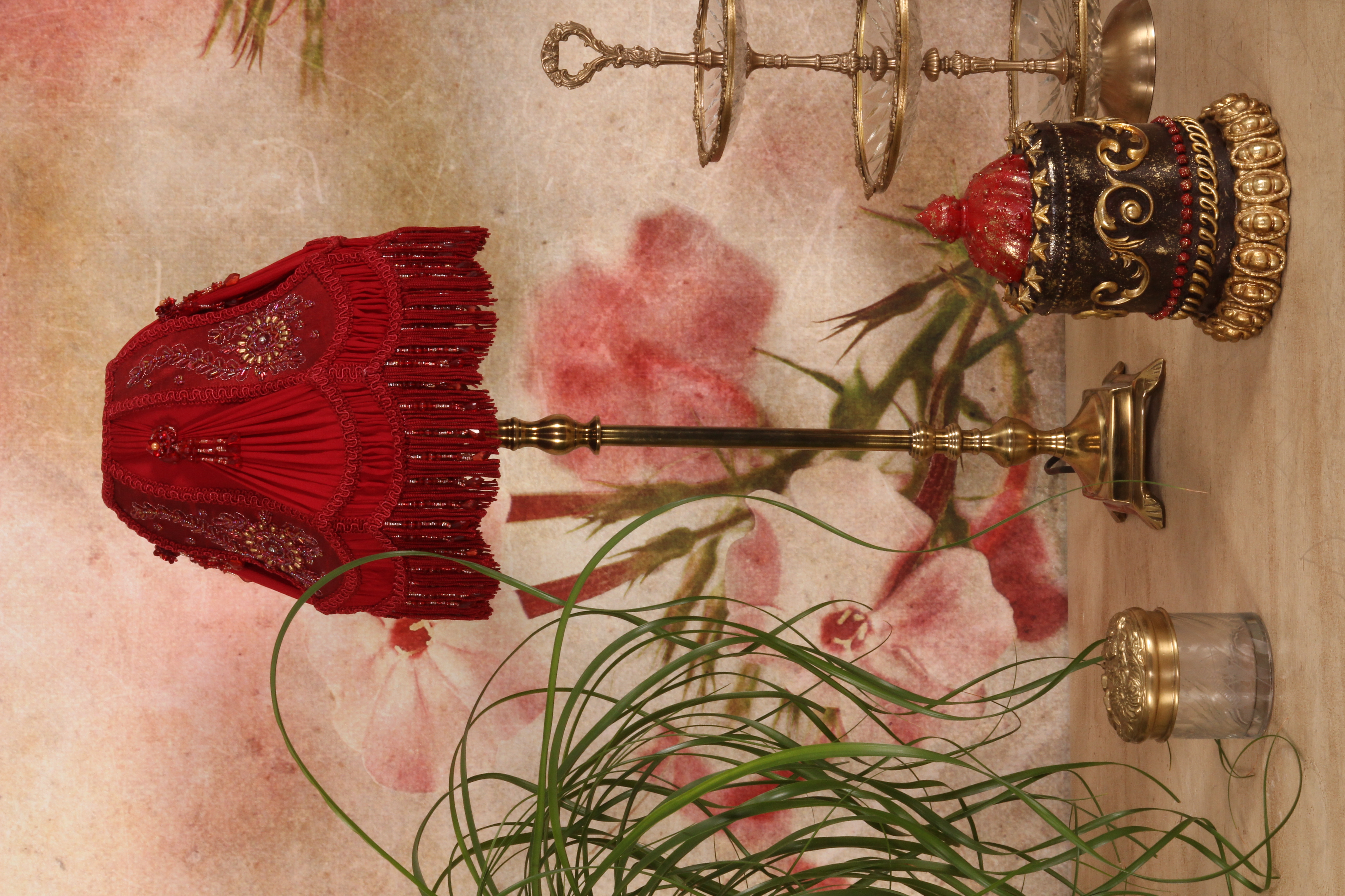 Lampenkap Victorian Dome 26 cm - Rood - Stof