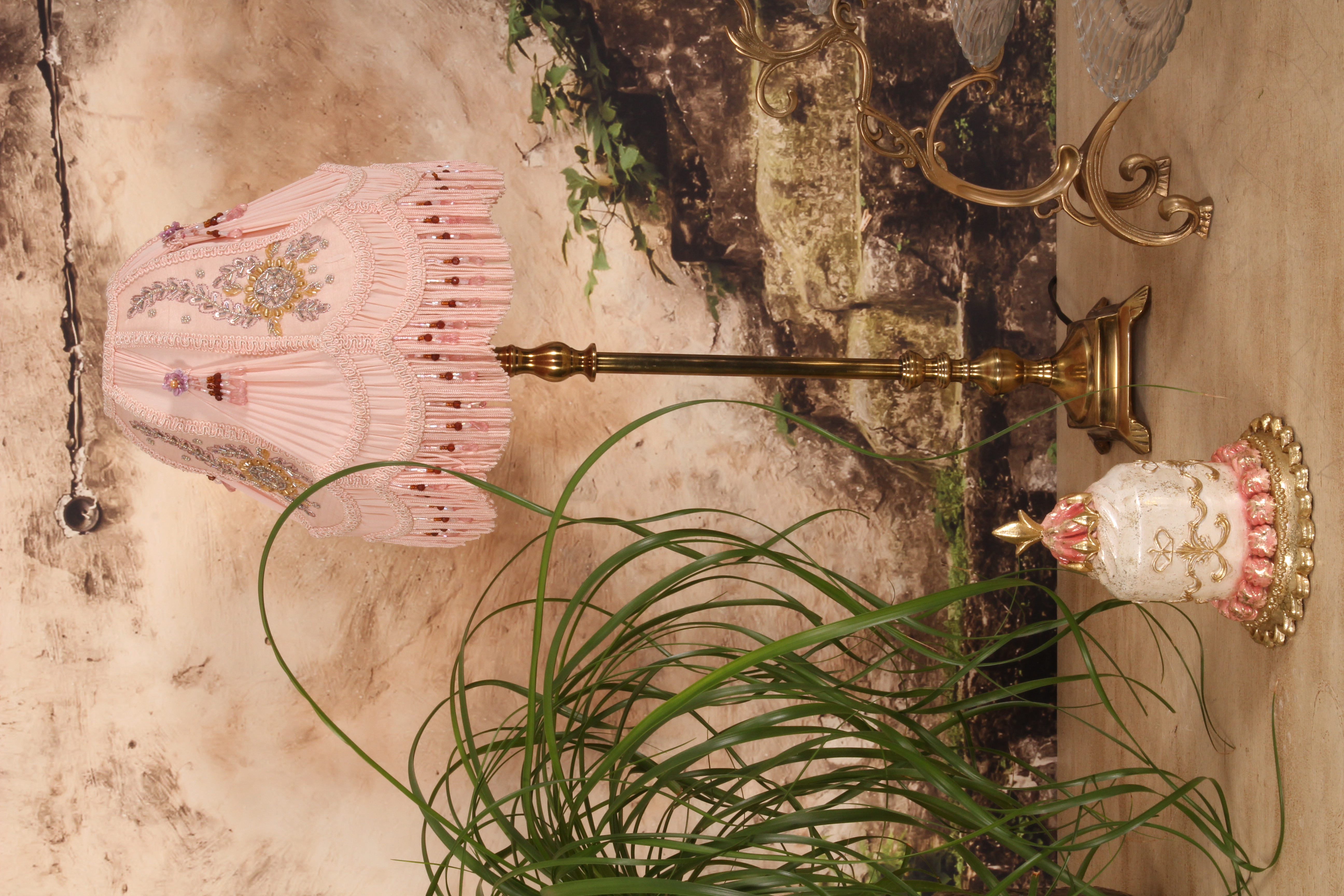 Lampenkap Victorian Dome 26 cm - Roze - Stof