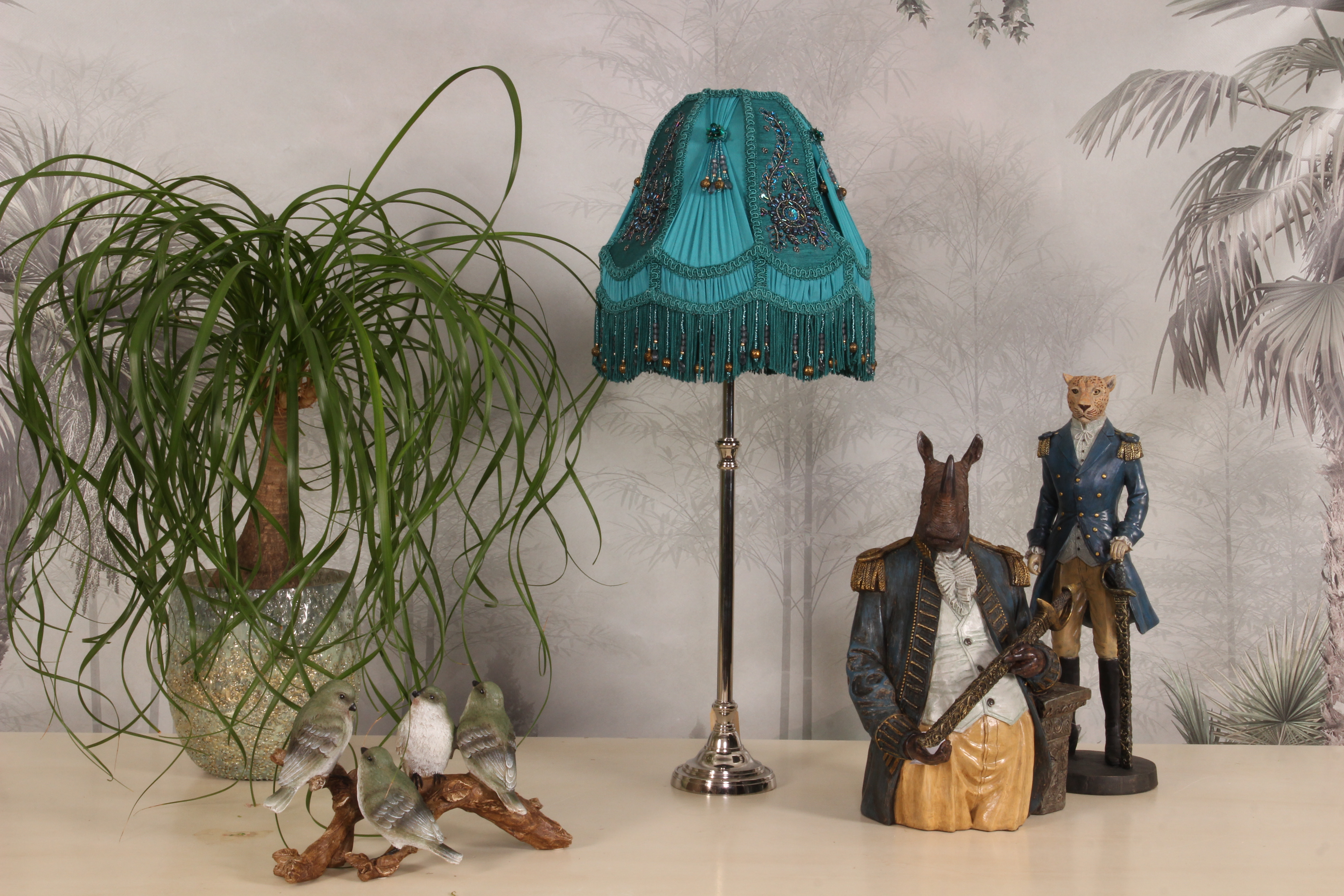 Lampenkap Victorian Dome 26 cm - Petrol - Stof