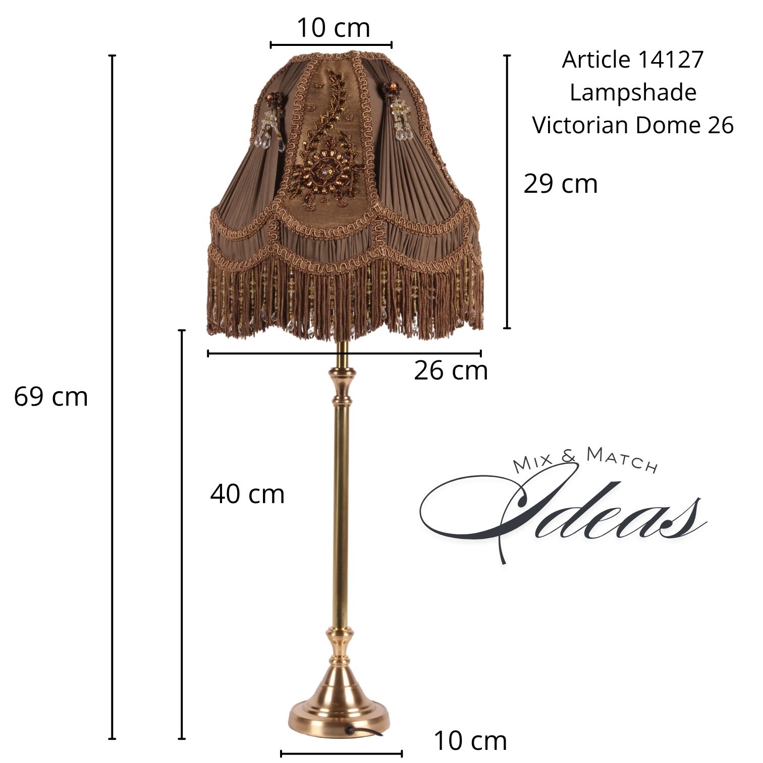 Lampenkap Victorian Dome 26 cm - Bruin - Stof
