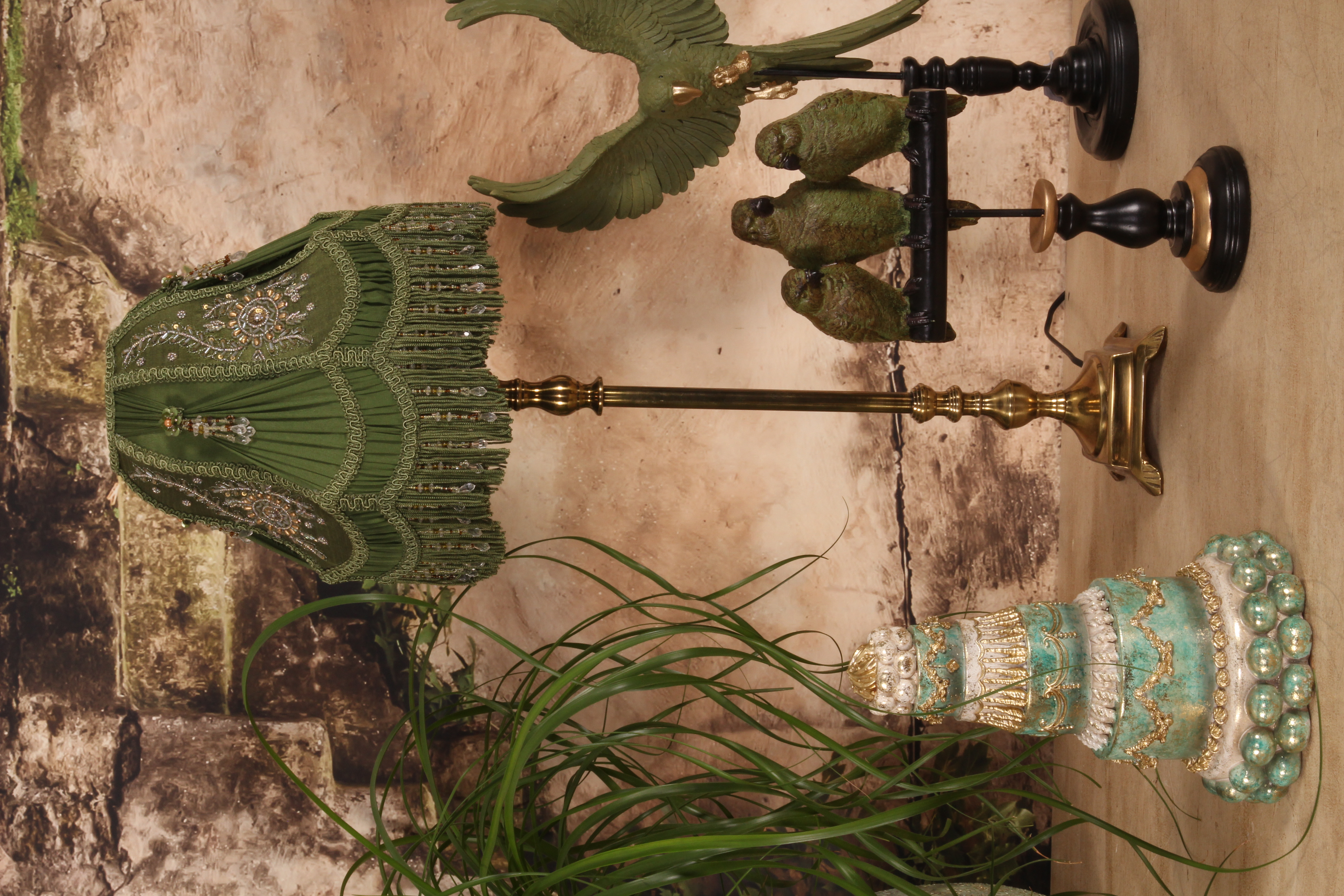 Lampenkap Victorian Dome 26 cm - Groen - Stof