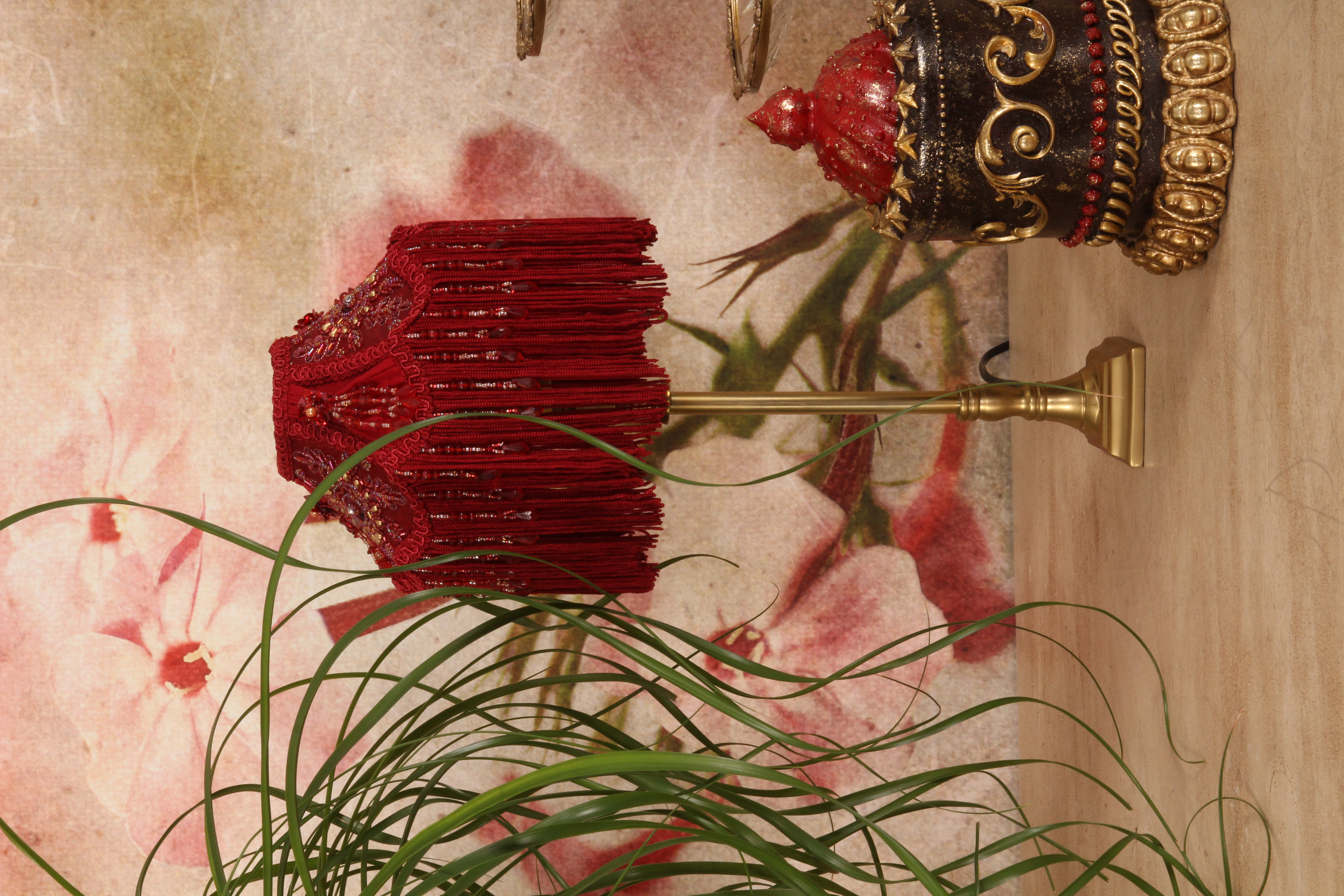 Lampshade Victorian Dome Small 18 cm - Red - Fabric