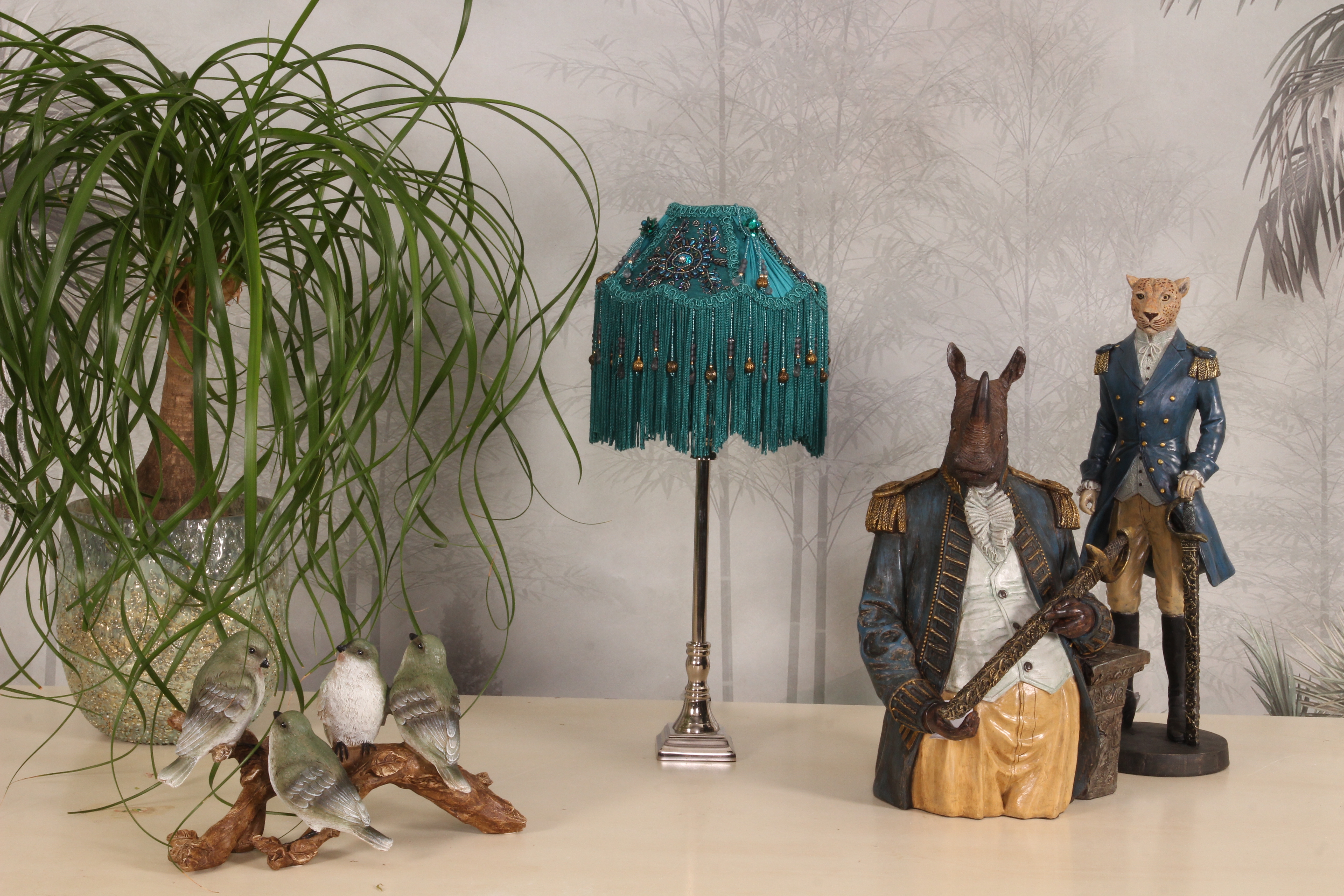 Lampshade Victorian Dome Small 18 cm - Teal - Fabric