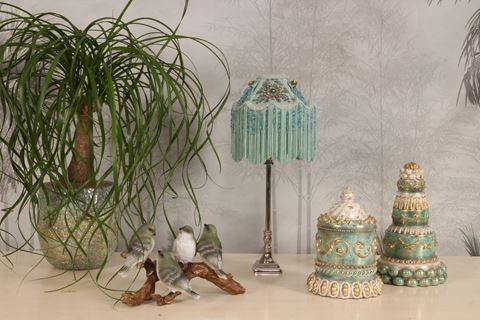 Lampenkap Victorian Dome Small 18 cm - Turquoise - Stof