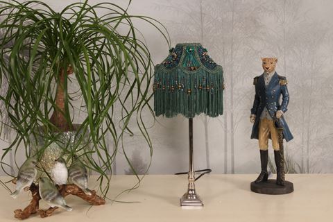 Lampenkap Victorian Dome Small 18 cm - Pauwblauw - Stof