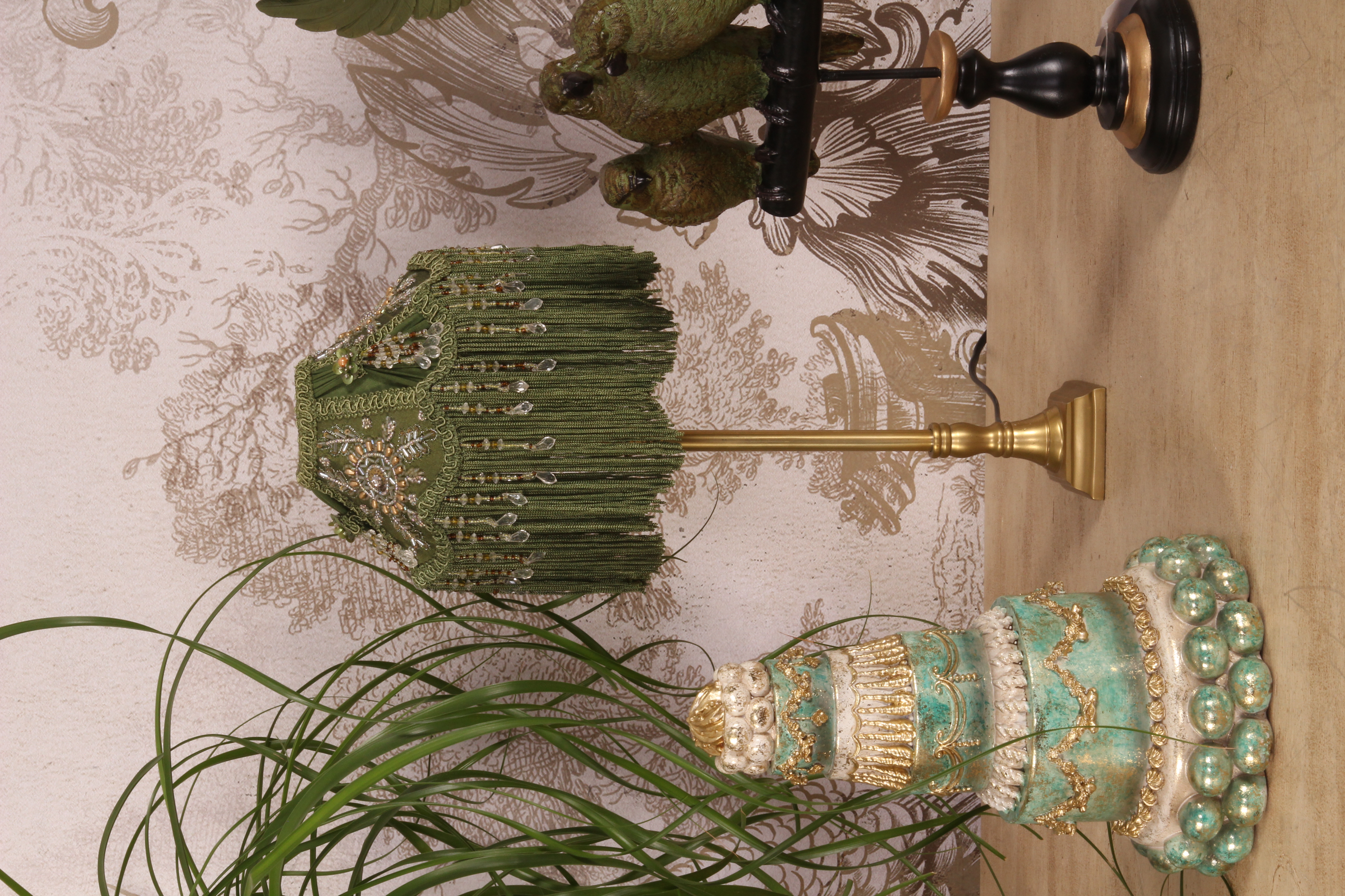 Lampshade Victorian Dome Small 18 cm - Green - Fabric