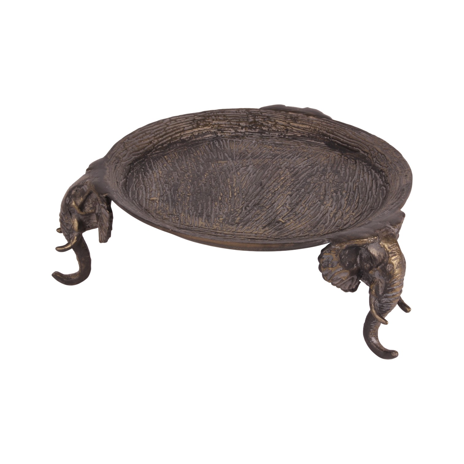 Round Tray Elephant 33 cm - Antique Gold - Aluminium