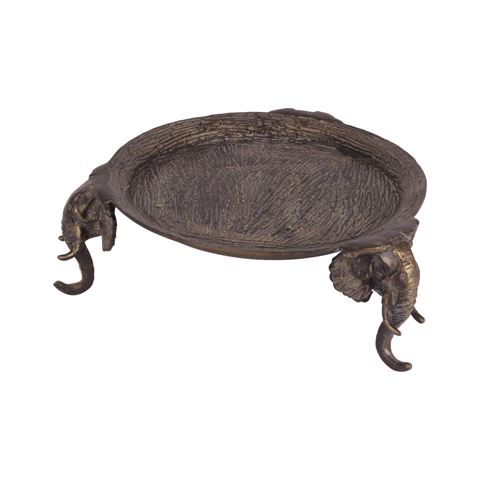 Ronde Schaal Olifant 33 cm - Antiek Goud - Aluminium