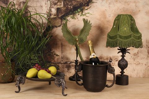 Ronde Schaal Olifant 33 cm - Antiek Goud - Aluminium