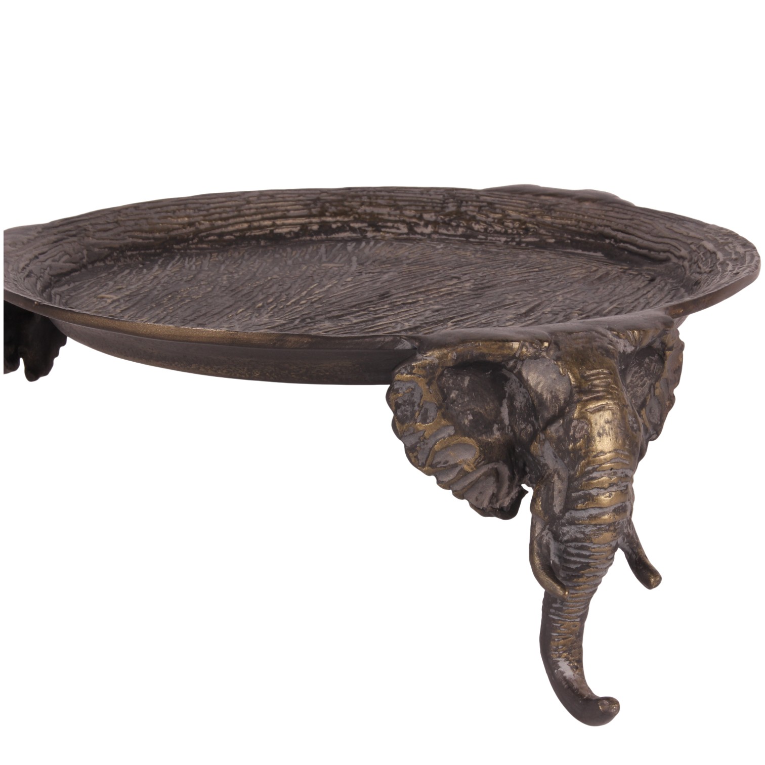 Round Tray Elephant 33 cm - Antique Gold - Aluminium