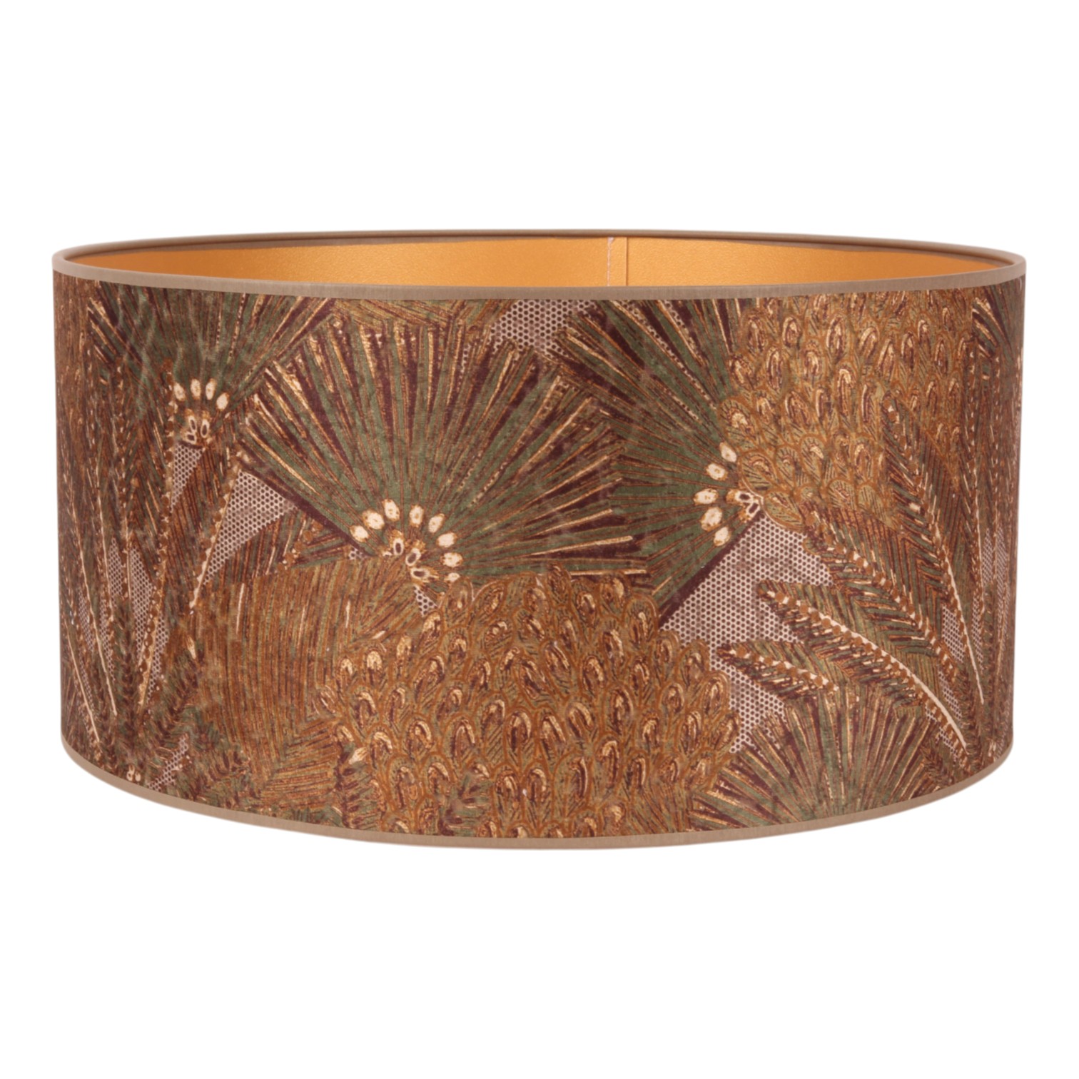 Lampenkap 40 cm - Cilinder - Groen/Goud - Stof