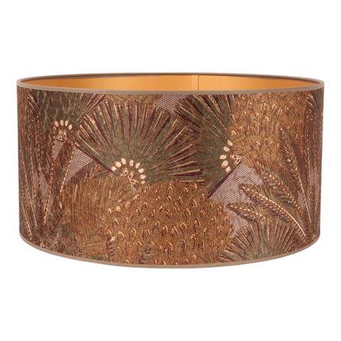 Lampenkap 40 cm - Cilinder - Groen/Goud - Stof
