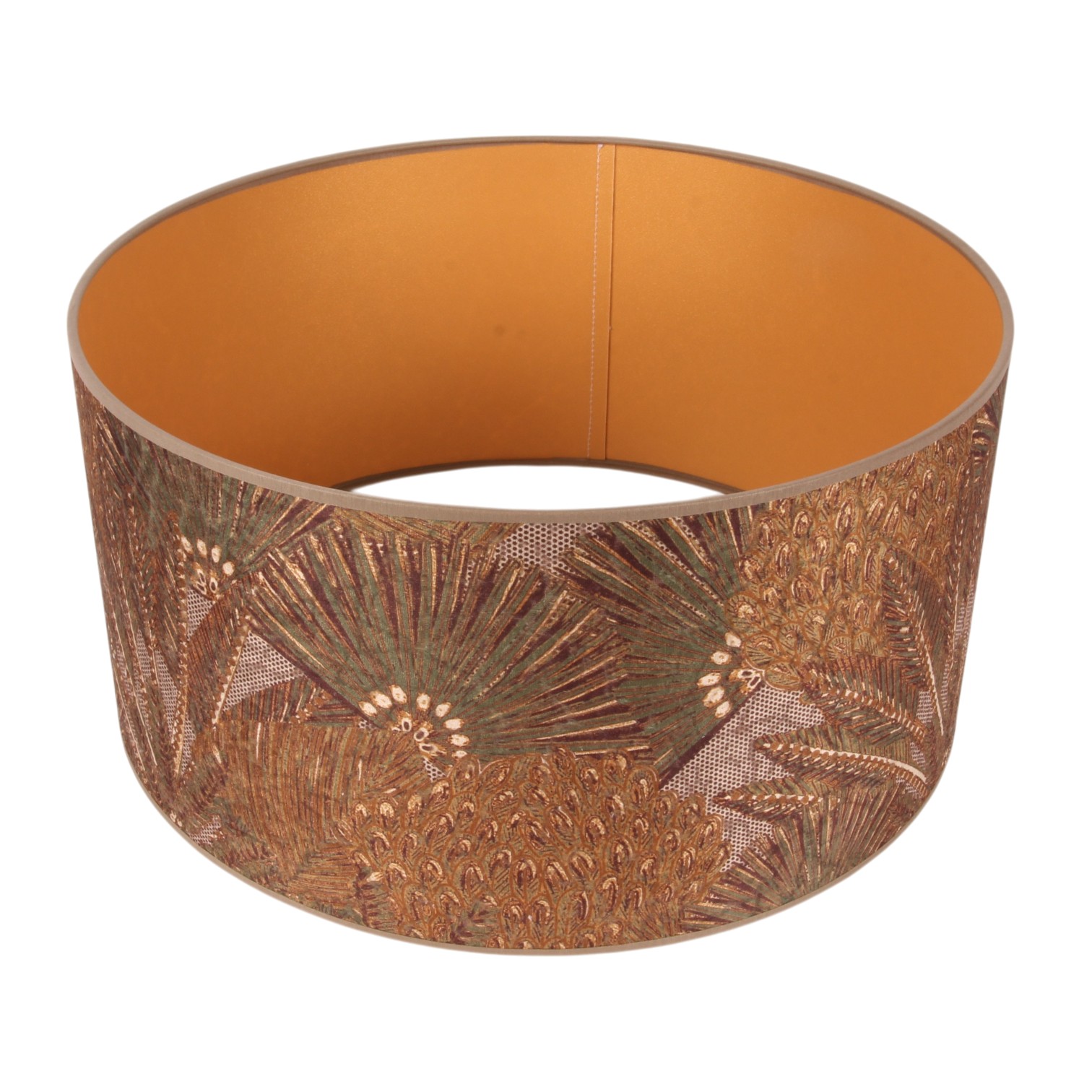 Lampenkap 40 cm - Cilinder - Groen/Goud - Stof