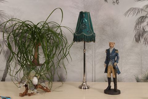 Lampshade Victorian Dome Taper 18 cm - Turquoise - Fabric