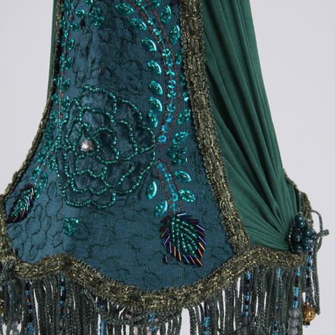 Lampshade Victorian Dome Taper 18 cm - Turquoise - Fabric