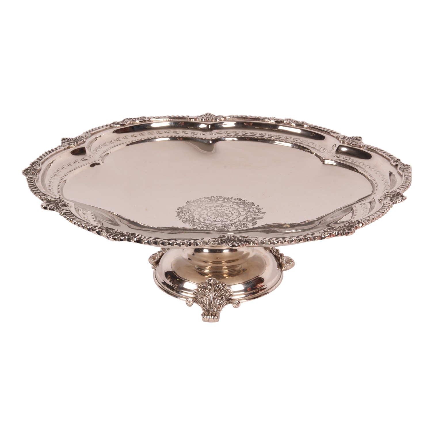 Schaal op Voet 45 cm - Zilver - Koper