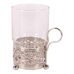 Glas thee in houder koper10 cm
