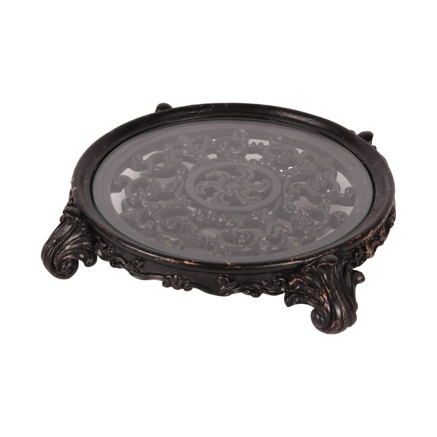 Decoratief Plateau Rond 29 cm - Zwart - Resin