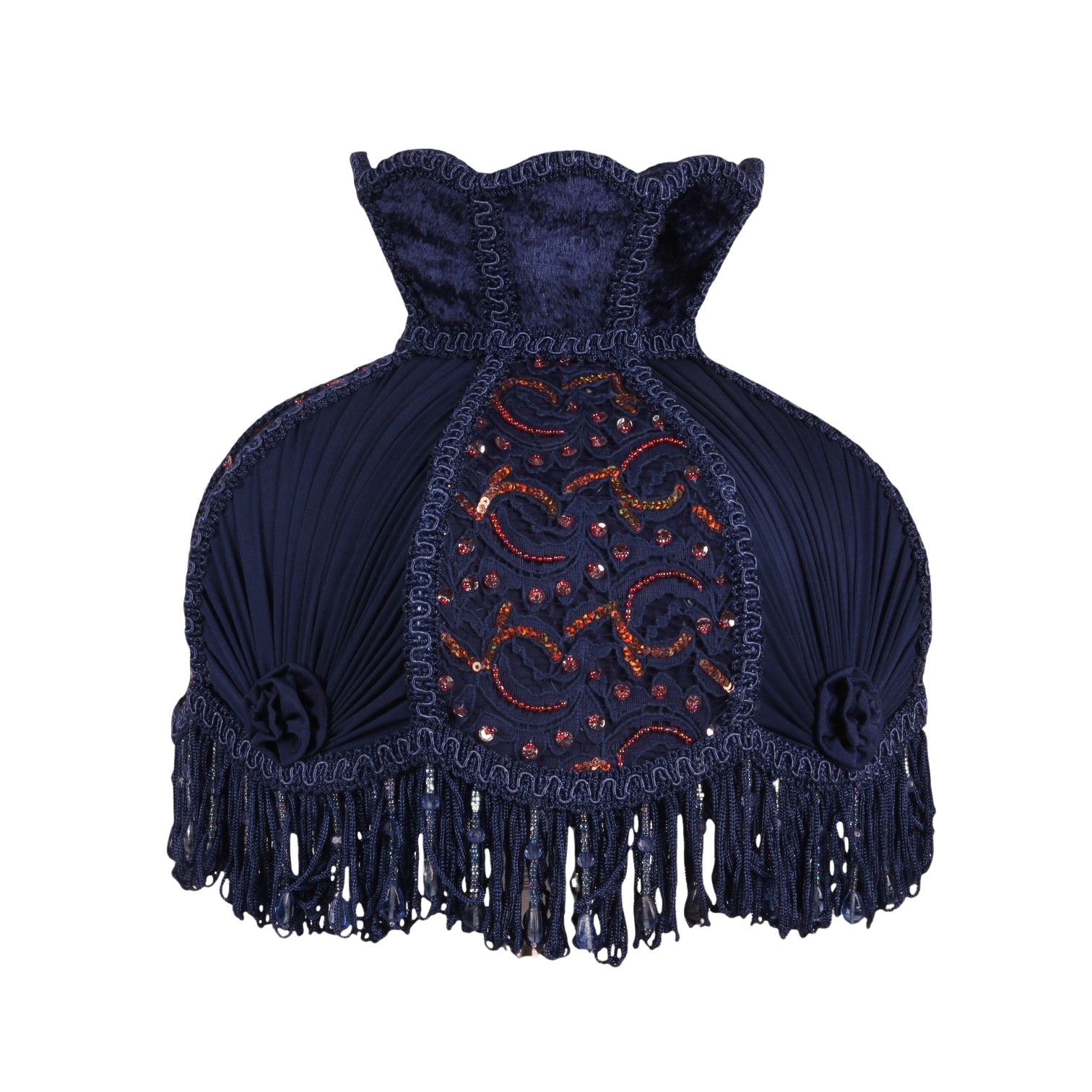 Lampenkap 14 cm - Barok - Blauw - Stof