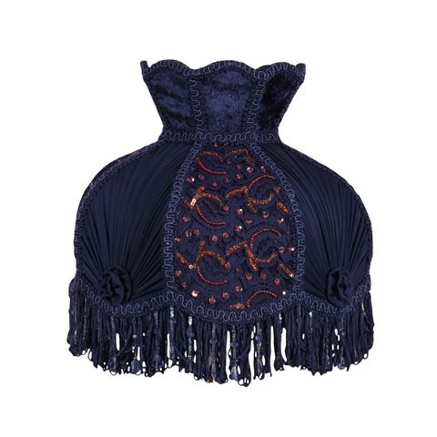 Lampenkap 14 cm - Barok - Blauw - Stof