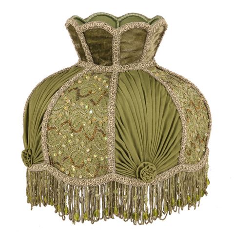 Lampshade Victorian Dome Crown 14 cm - Green - Fabric