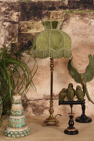 Lampshade Victorian Dome Crown 14 cm - Green - Fabric