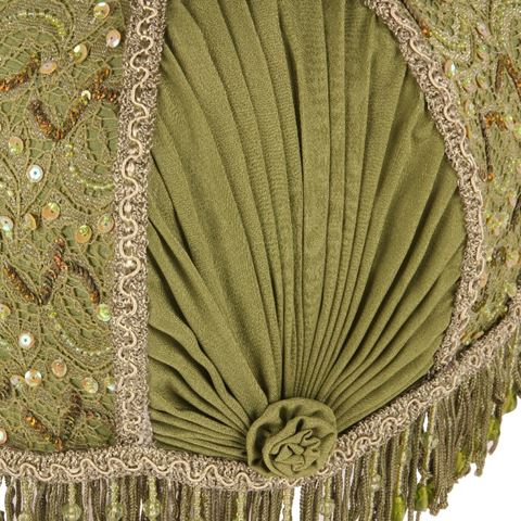 Lampshade Victorian Dome Crown 14 cm - Green - Fabric