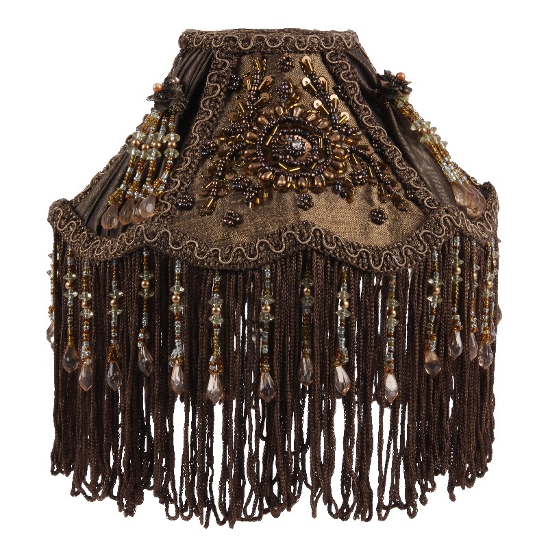 Lampshade 19 cm - Clip-On - Brown - Fabric