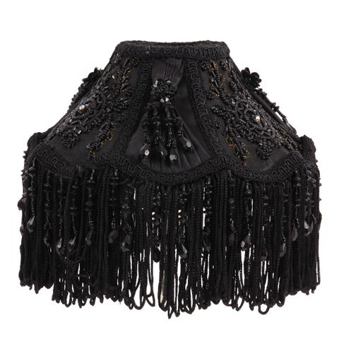 Lampenkap Victorian 19 cm - Klem - Zwart - Stof