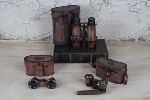 Nautical binoculars copper in bag 11 cm