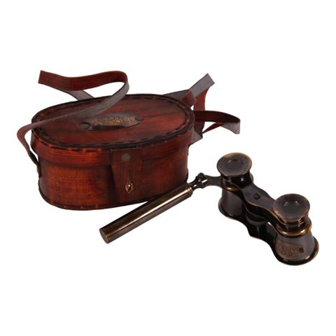 Nautical binoculars brass in bag 13 cm