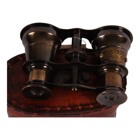 Nautical binoculars brass in bag 13 cm