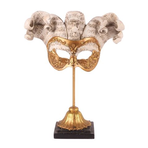 Mask on Stand 28 cm - Gold - Resin