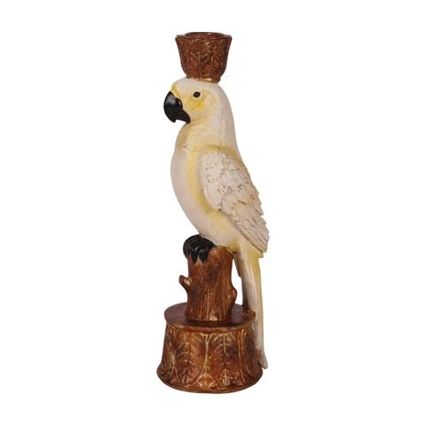 Kandelaar Papegaai 27 cm - Geel - Resin
