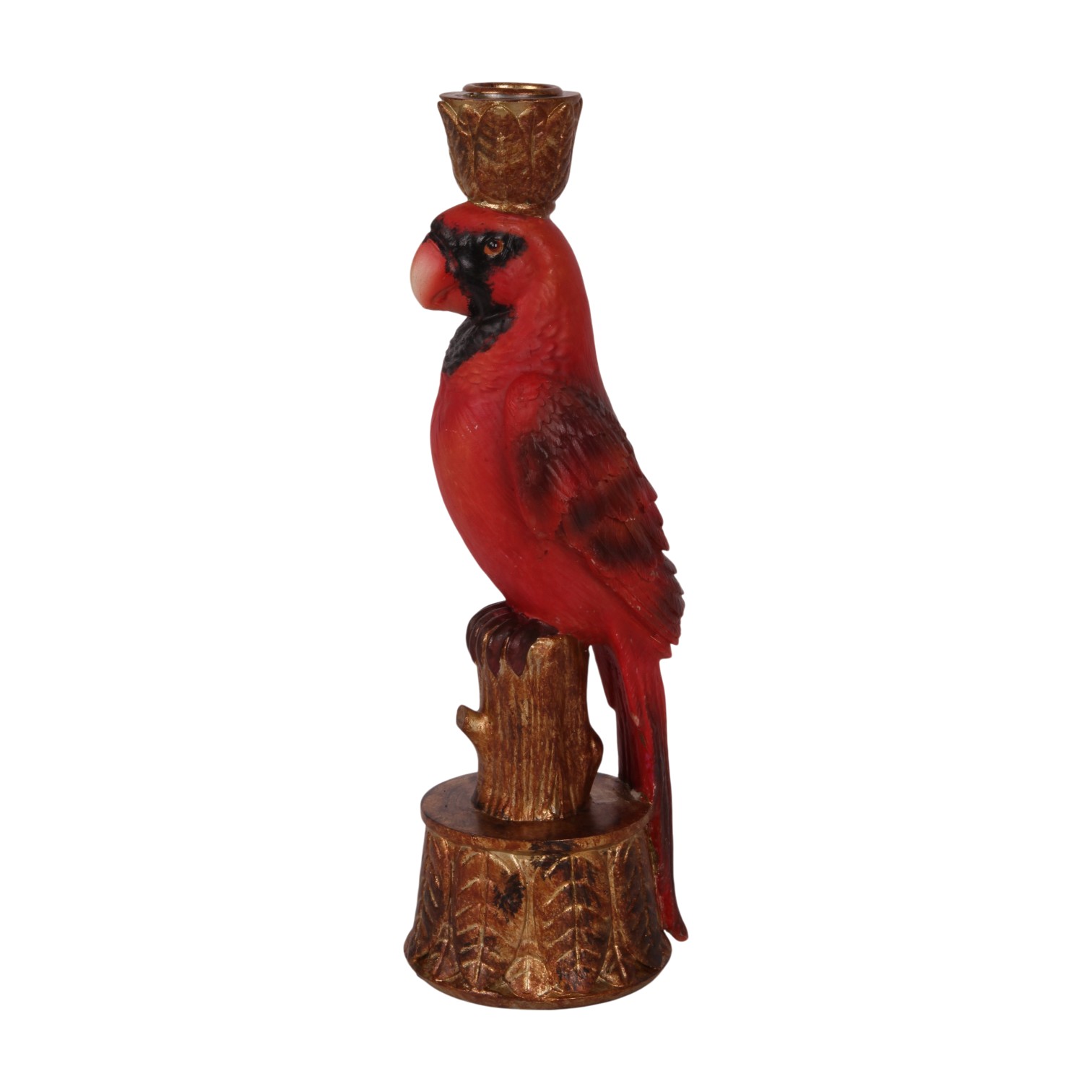 Kandelaar Papegaai 27 cm - Donkerrrood - Resin