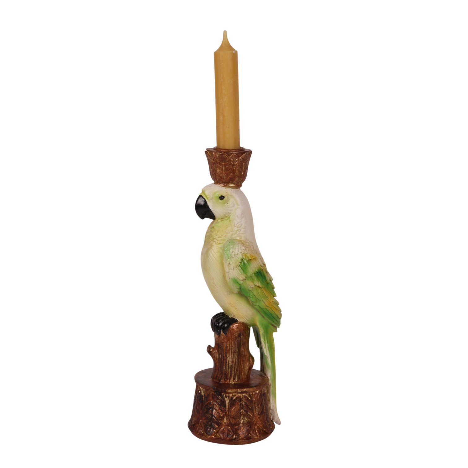 Kandelaar Papegaai 27 cm - Groen - Resin