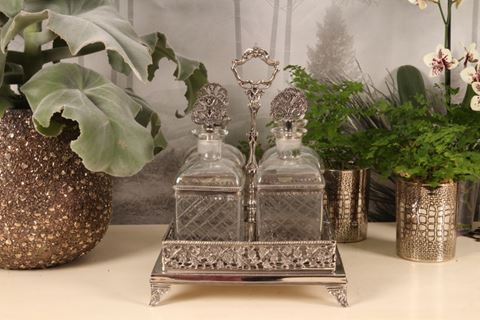 Dekanter-Set mit Ständer 26 cm - Silber - Glas