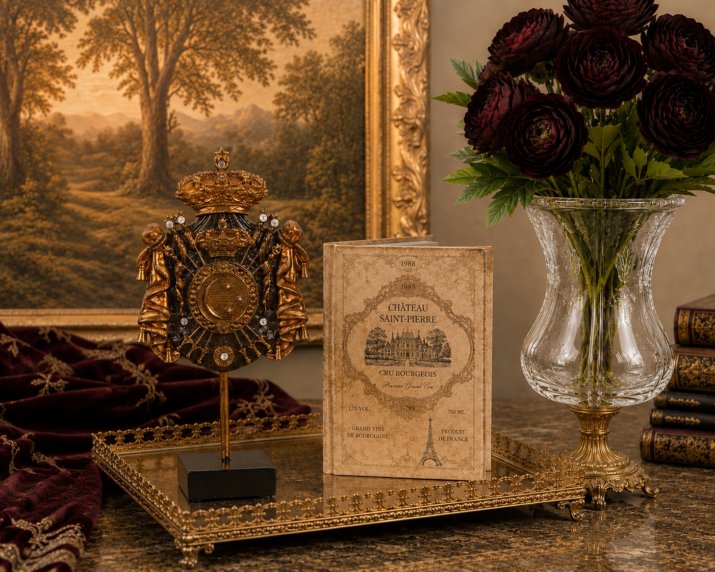 Royal Crest on Stand 23 cm - Black/Gold