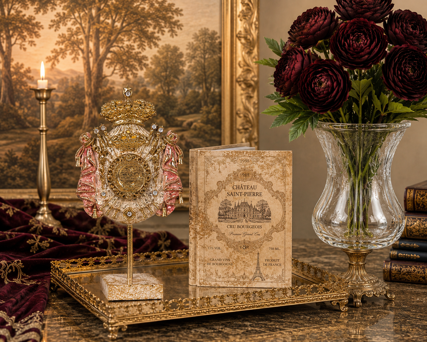 Koninklijk Wapenschild op Standaard 23 cm - Roze - Resin