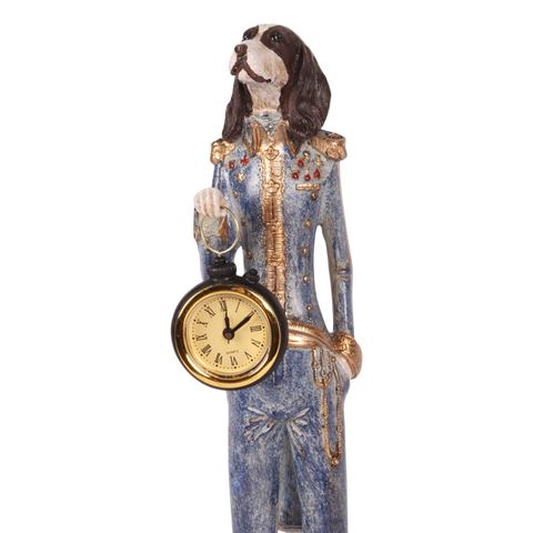 Hund Statue mit Uhr 45 cm