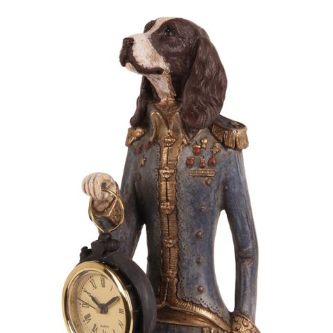 Hund Statue mit Uhr 45 cm