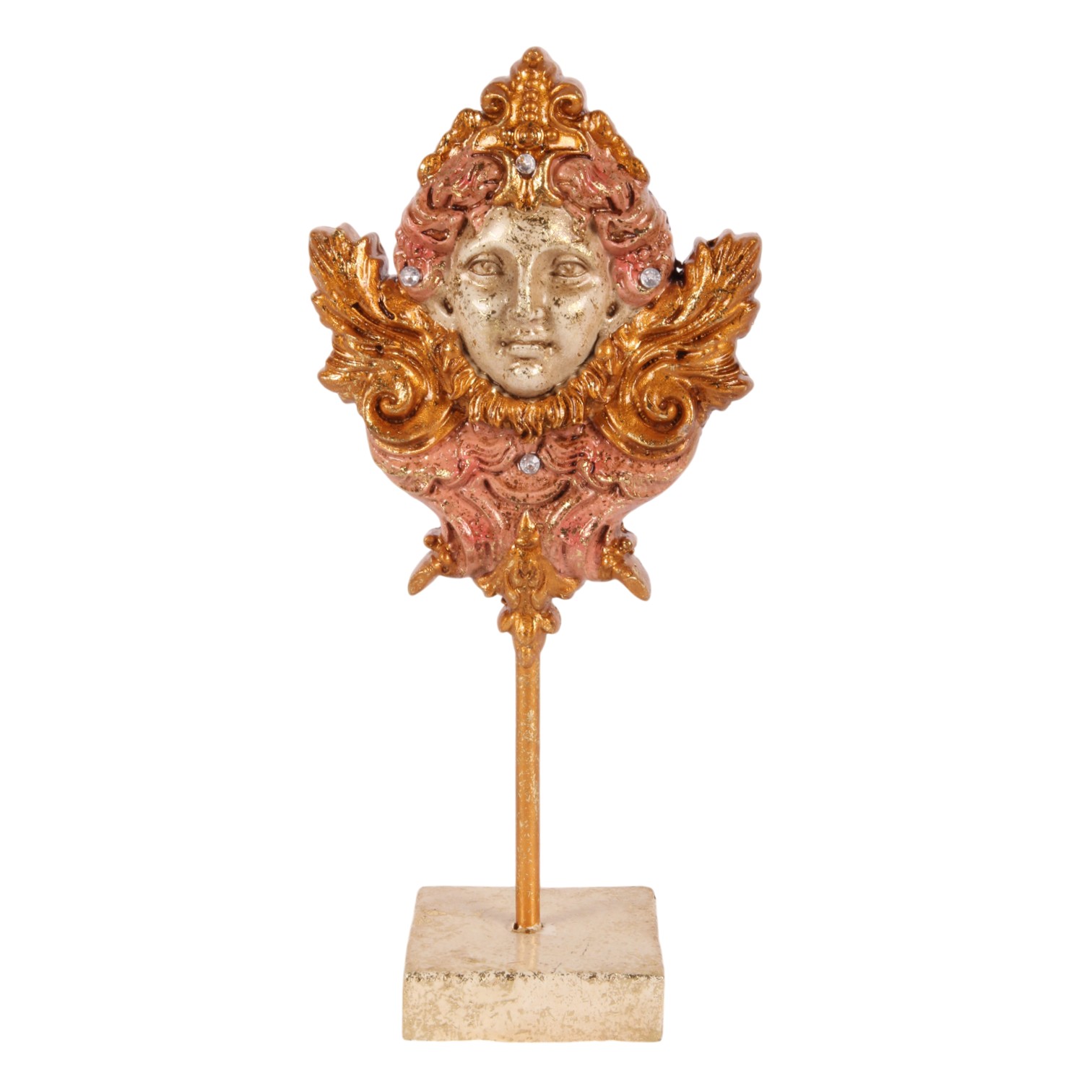 Medusa op Standaard 24 cm - Roze - Resin