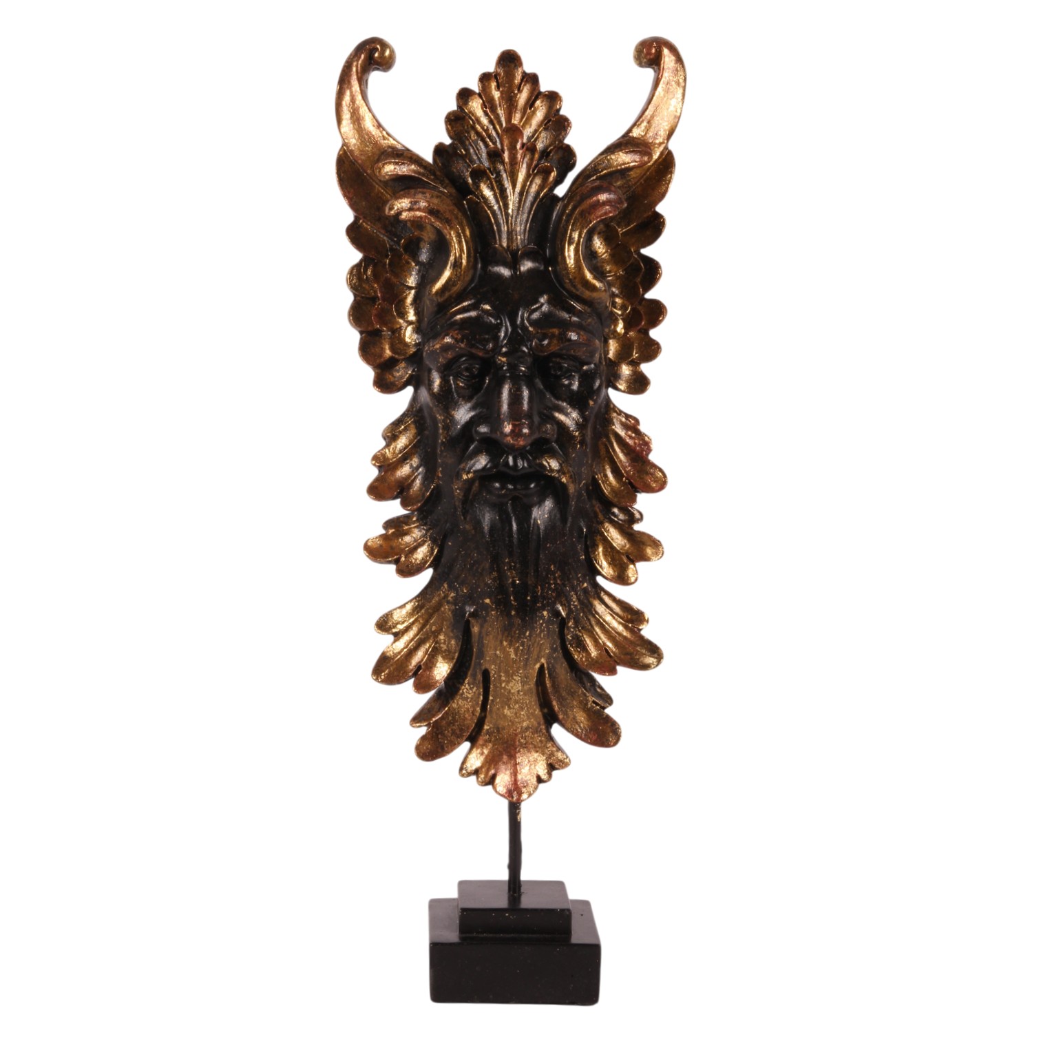 Groene Man Beeld op Standaard 47,5 cm - Zwart / Goud - Resin