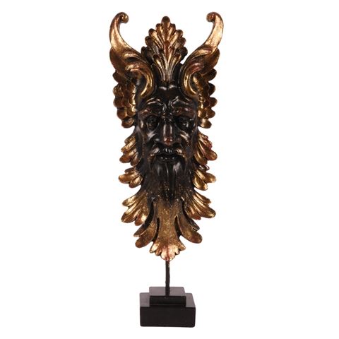 Groene Man Beeld op Standaard 47,5 cm - Zwart / Goud - Resin