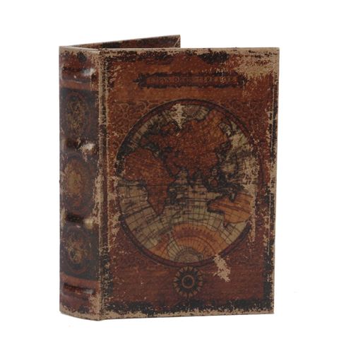 Book Storage Box Worldmap 20 cm - Brown