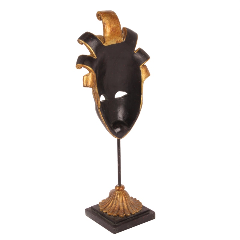 Masker op Voet 28 cm - Zwart/Goud - Resin