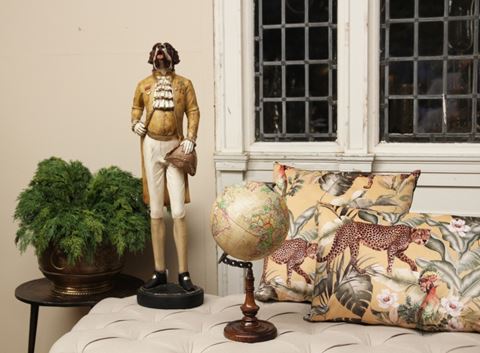 Hond op Voet 80 cm - Wit/Crème - Resin