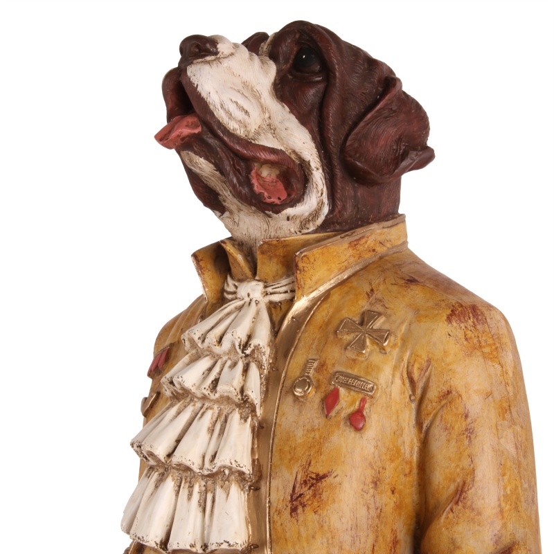 Hond op Voet 80 cm - Wit/Crème - Resin