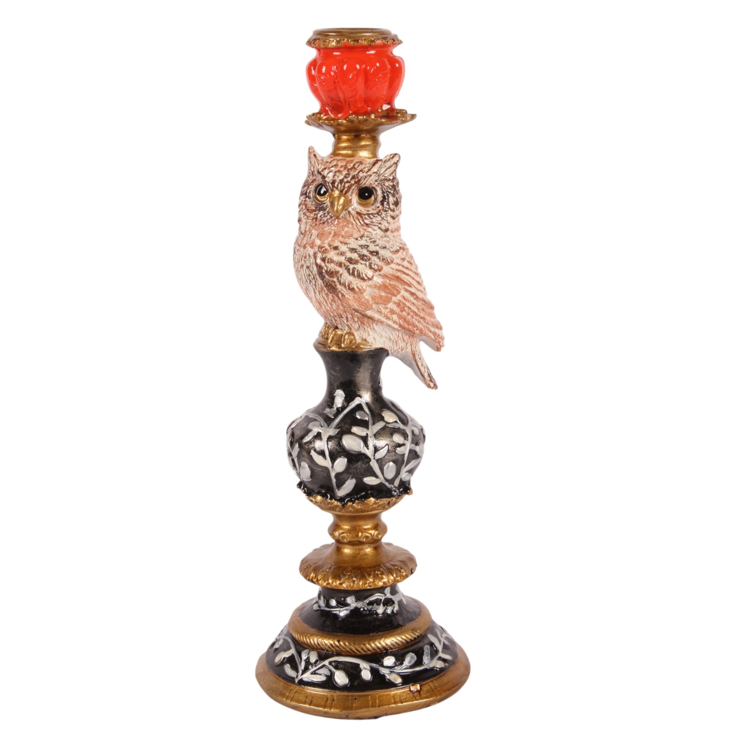 Kandelaar Uil 26 cm - Multi - Resin