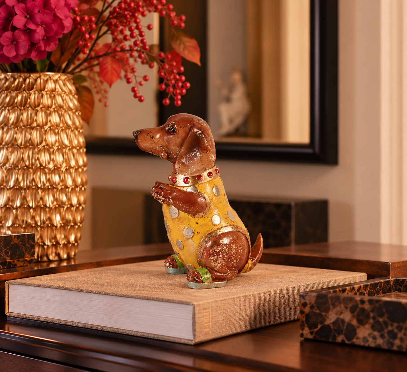 Hondenbeeldje 20 cm - Multi - Resin